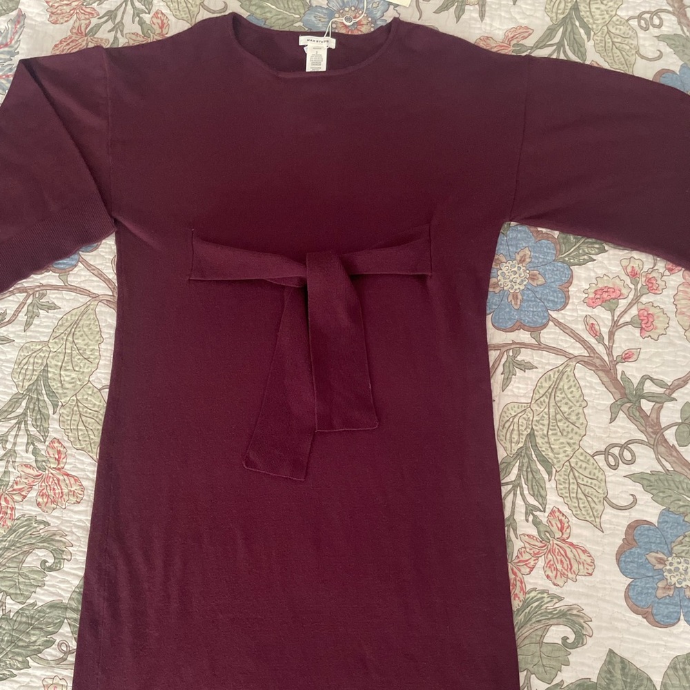 Midi Self Tie Dress in Wine Red (NWT)